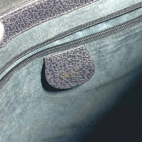 GUCCI 001・1118 vintage Bamboo Tote Bag Flap Hand Bag Leather gray - Picture 12 of 14